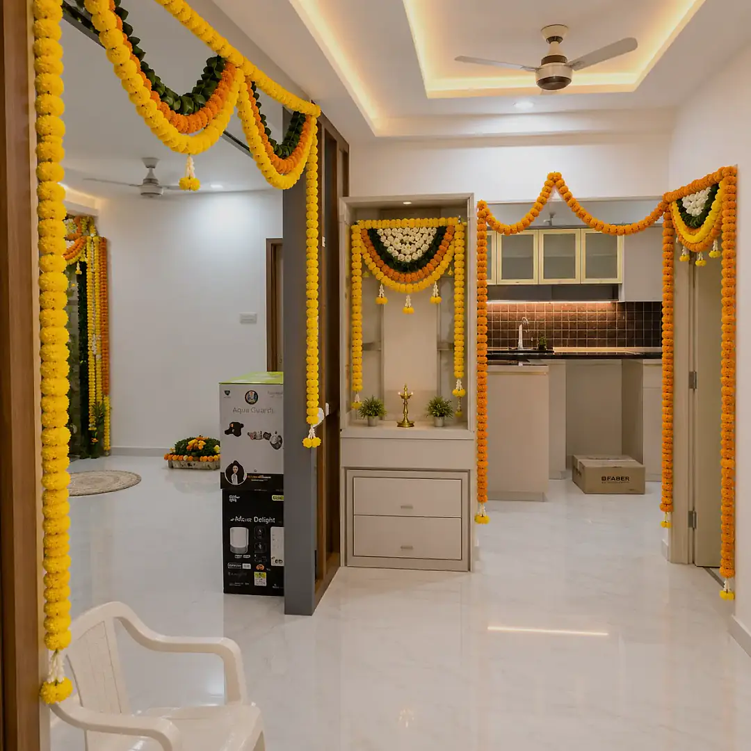 Indian Style Housewarming Floral Decor Setup