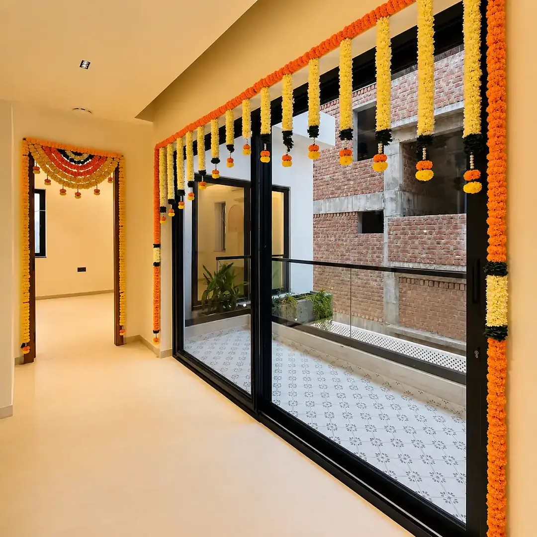 Traditional Griha Pravesh Floral Decoration Setup