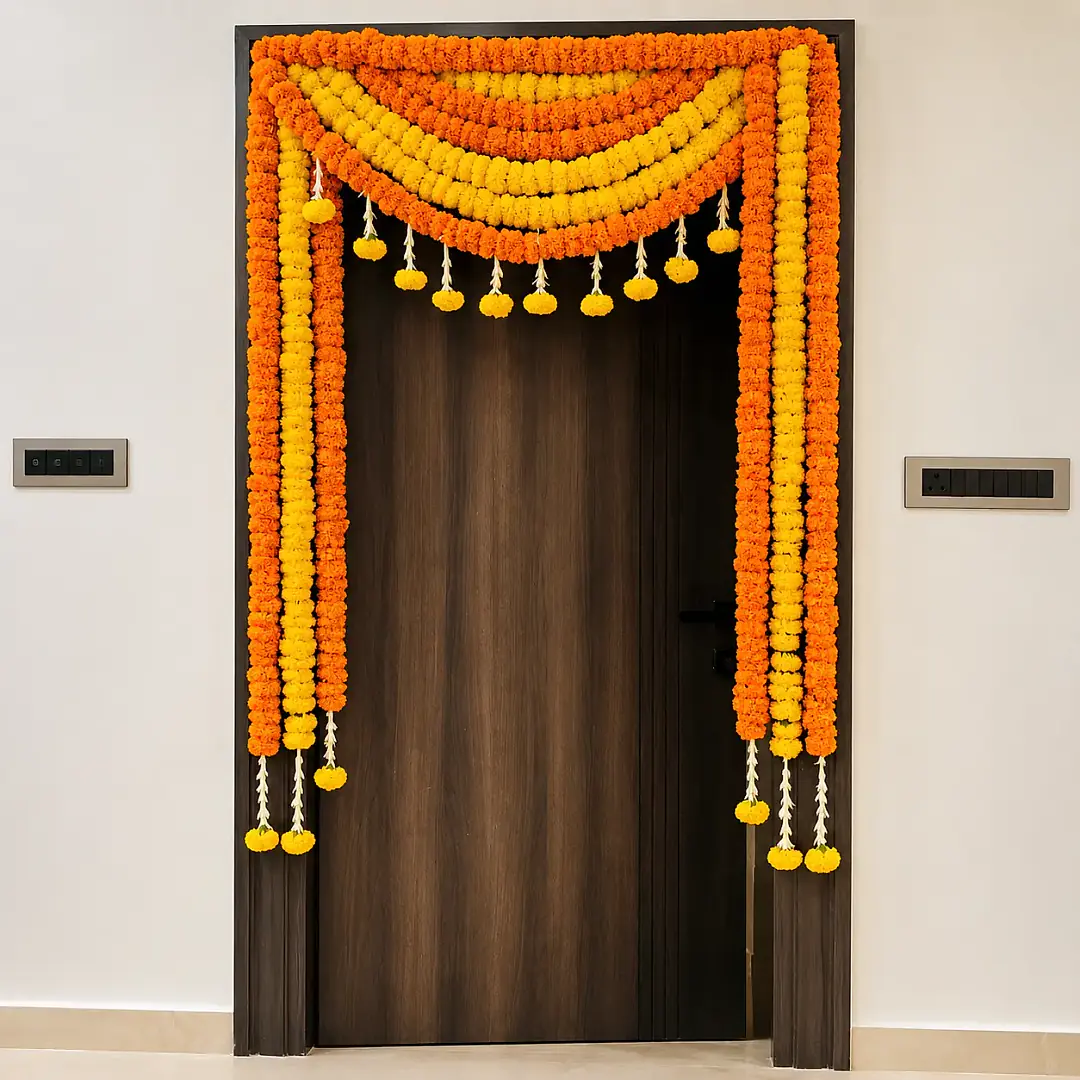 Temple Flower Decoration at Home Setup