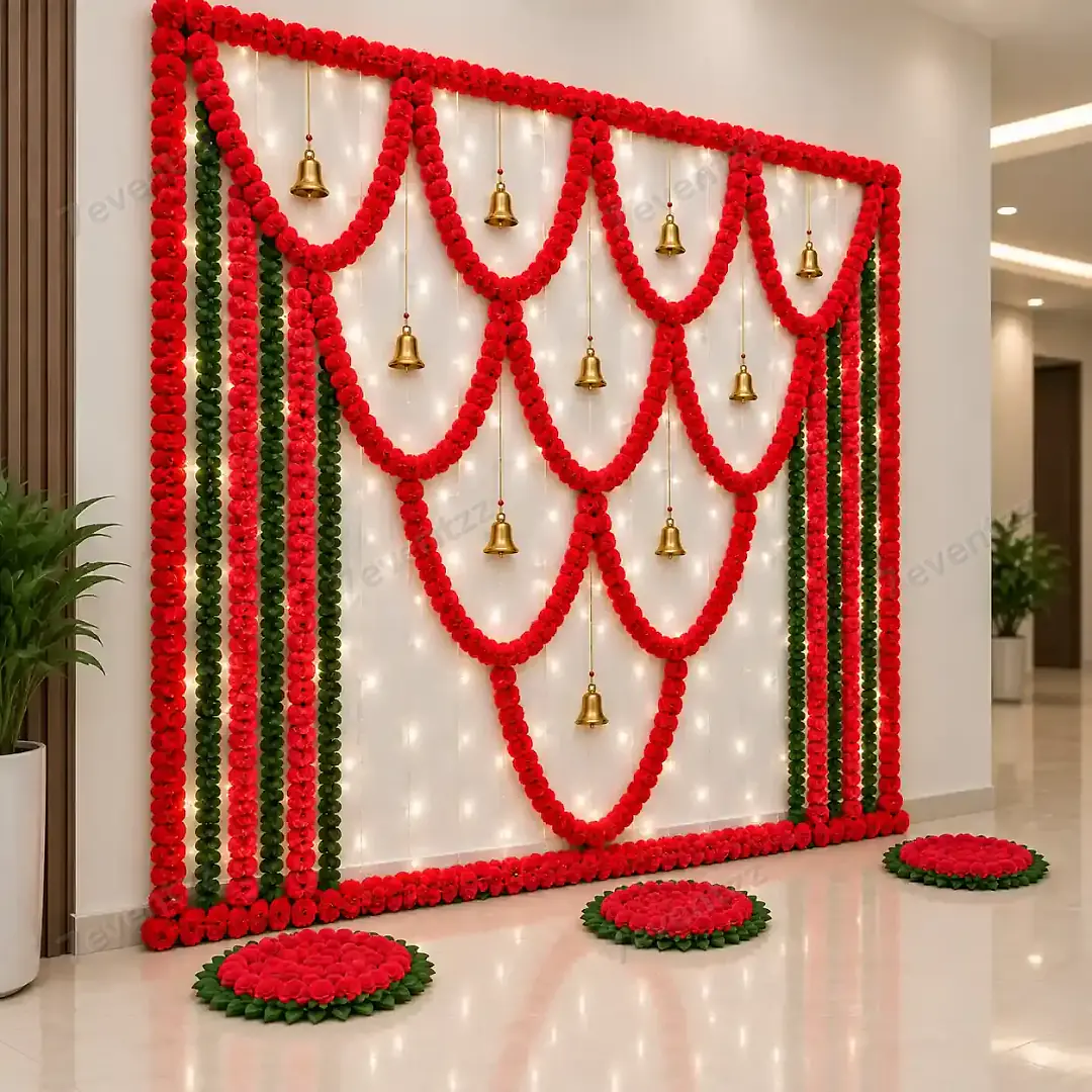 Festive Floral Garland Decoration Setup
