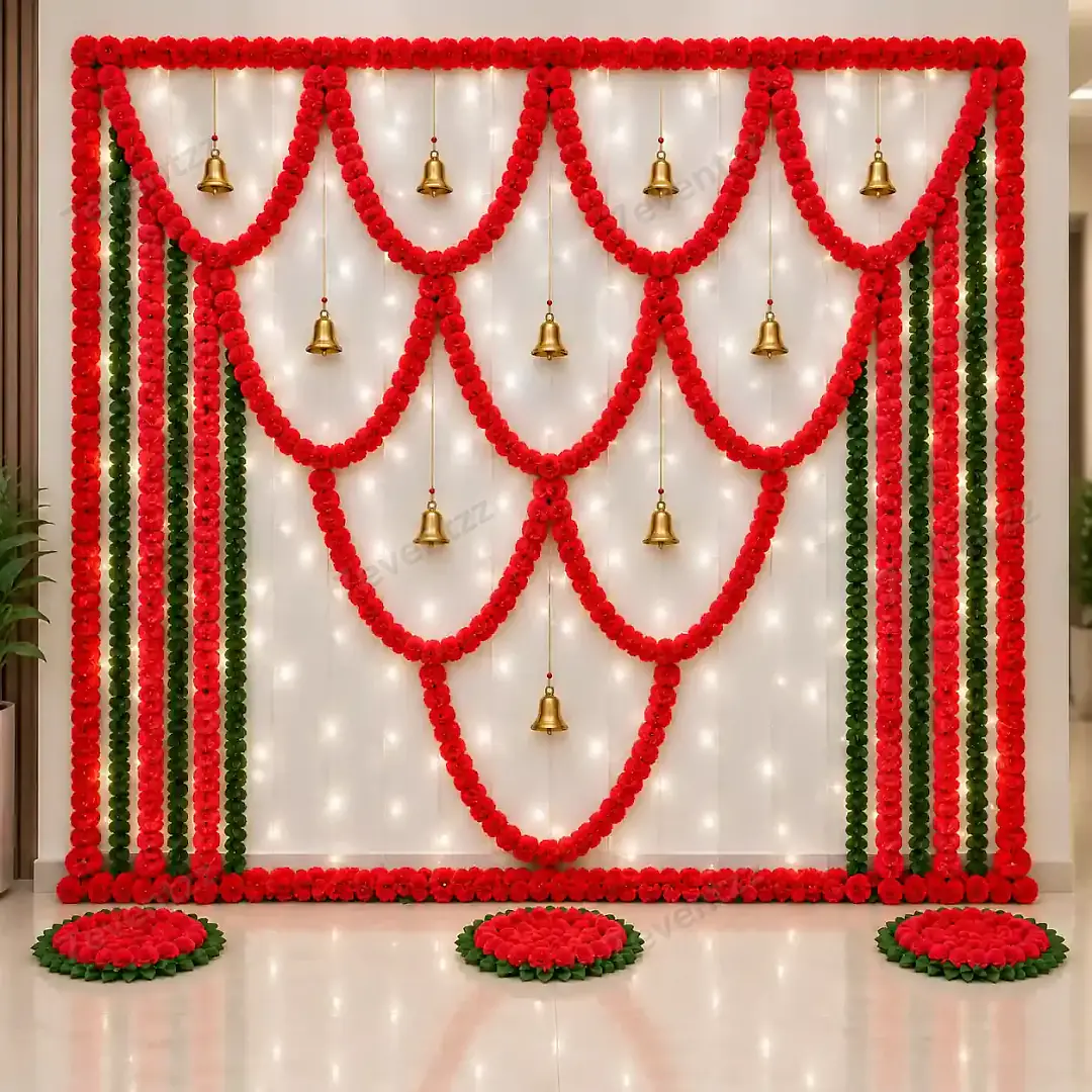 Festive Floral Garland Decoration Setup