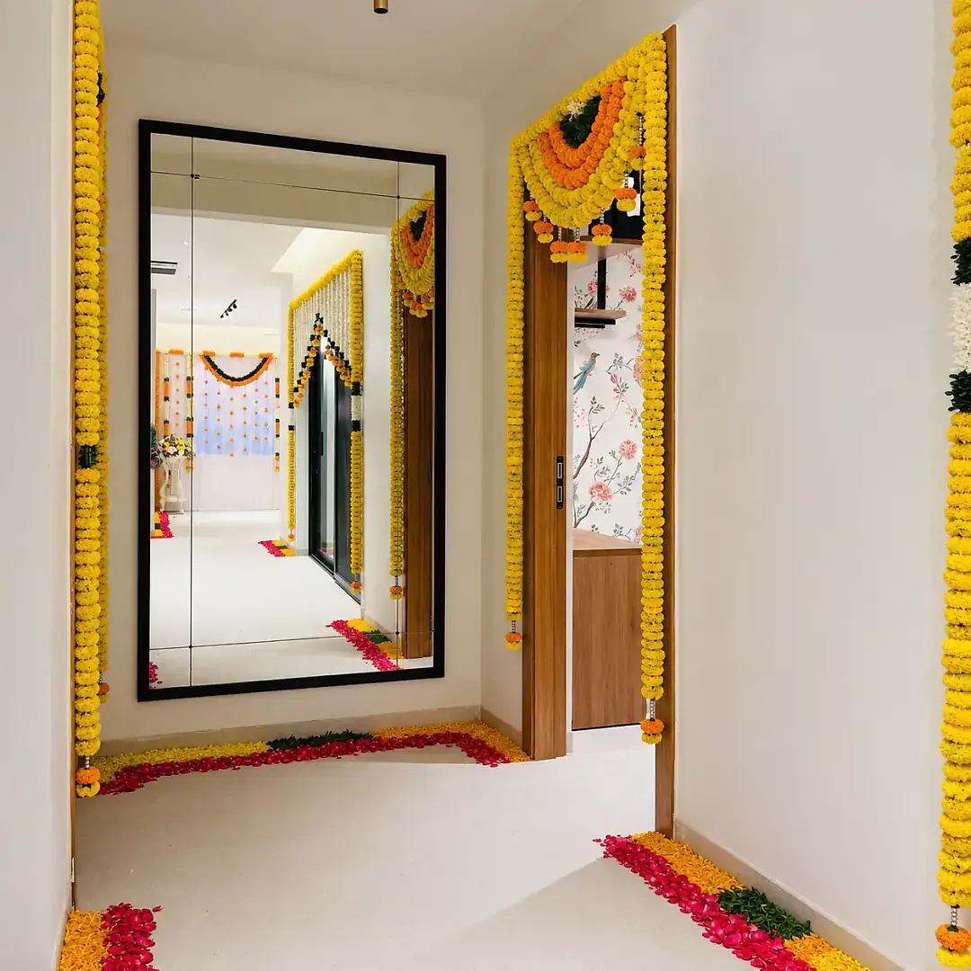 Traditional Griha Pravesh Floral Decoration Setup
