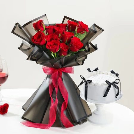 Crimson Charm And Classic Delice  Cake Duo 