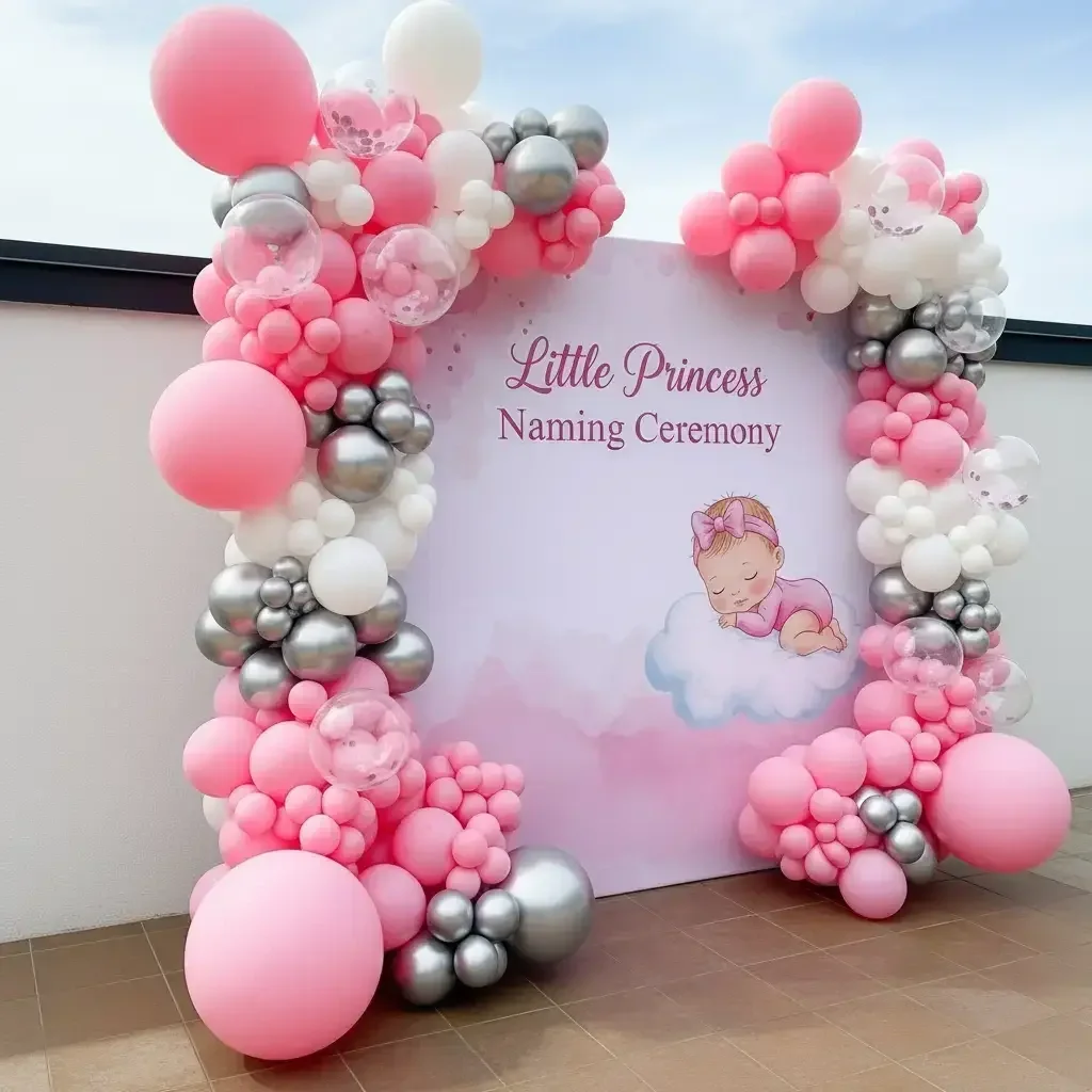 Dreamy Pink Baby Naming Decoration Setup