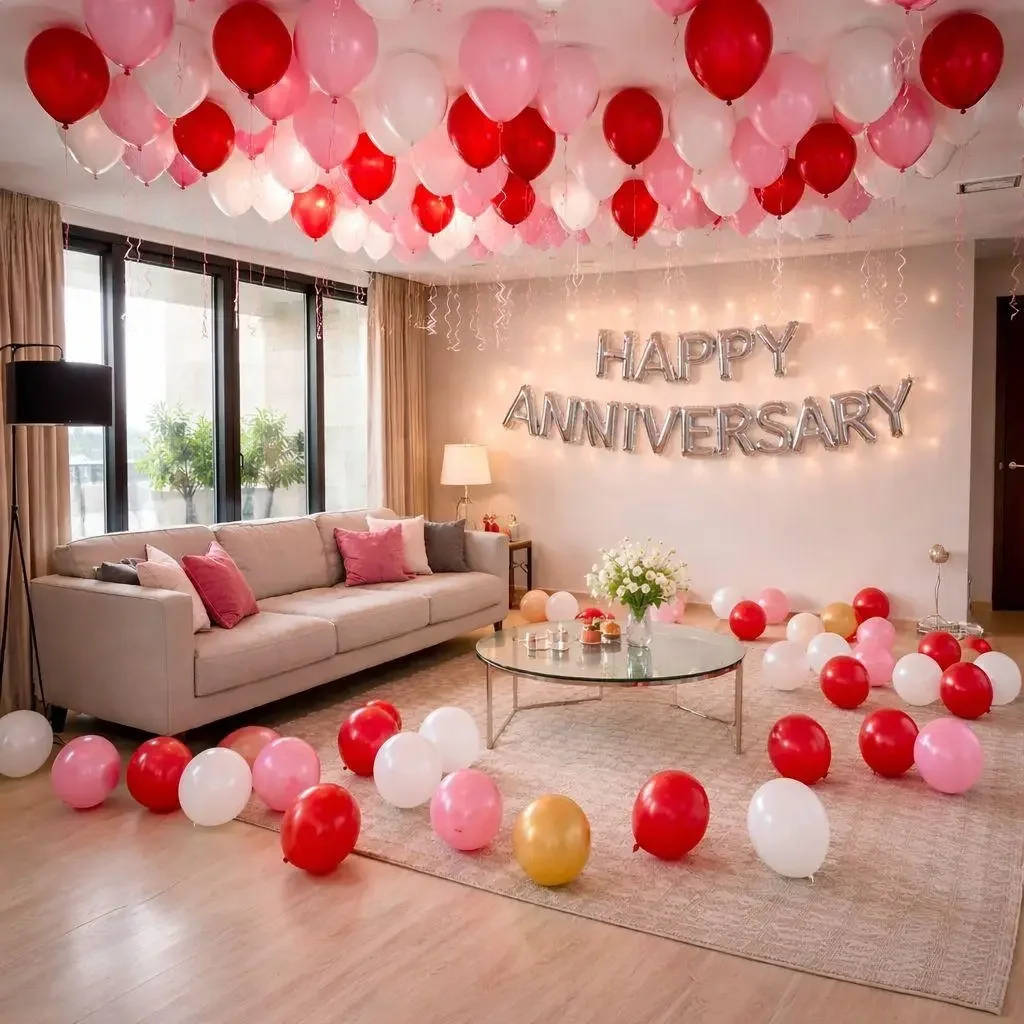 Romantic Anniversary Balloon Decoration Setup
