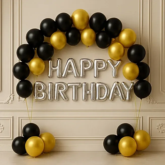 blackngoldbirthdayballoonbackdrop1