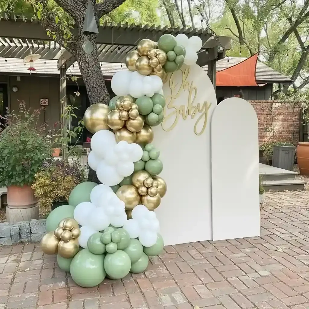 Green Gold Baby Shower Decoration Setup