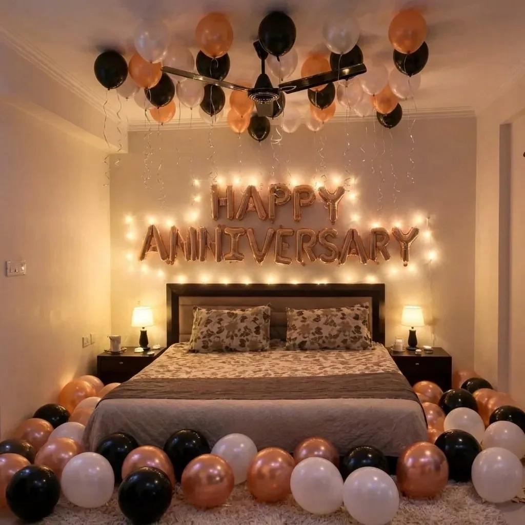 Romantic Anniversary Room Decoration Setup