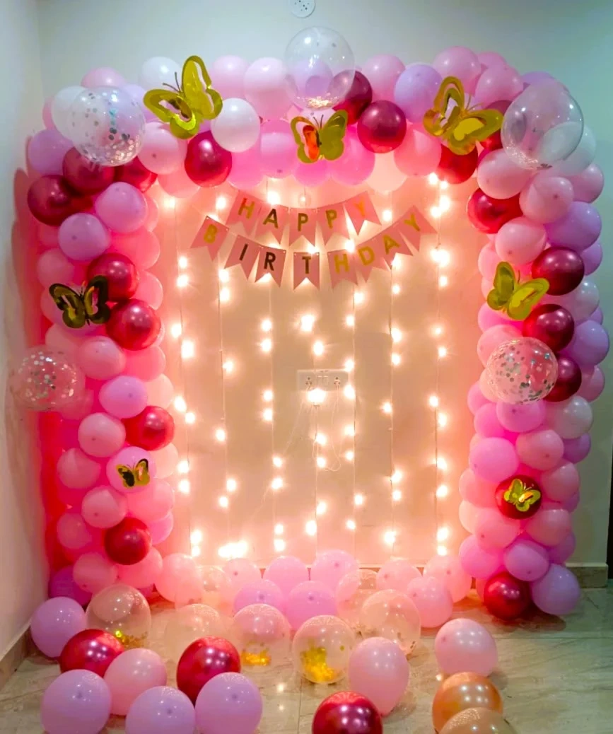 PinkBlushButterflyBirthdayDecoration