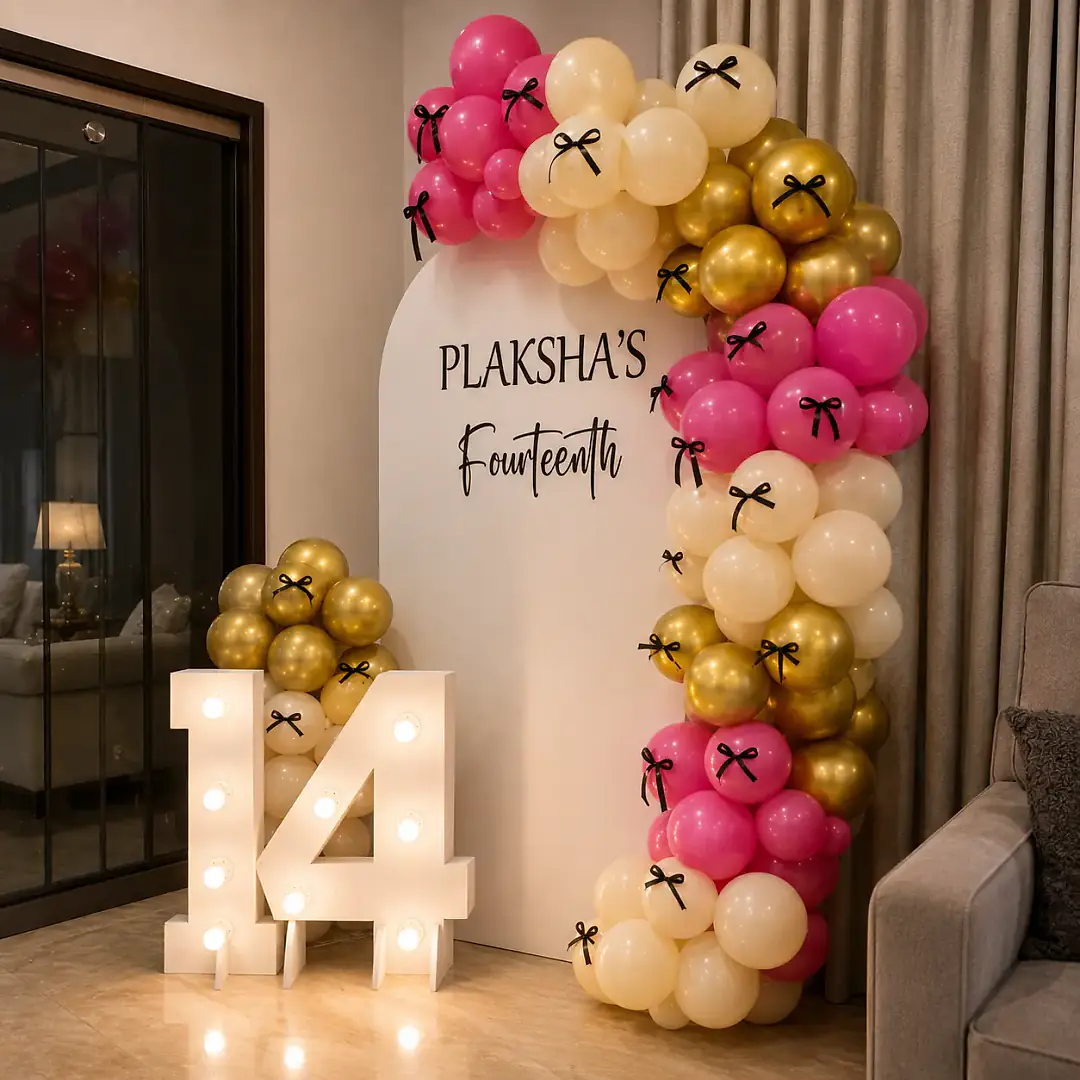 Birthday Backdrop Decor in Bow Theme Set