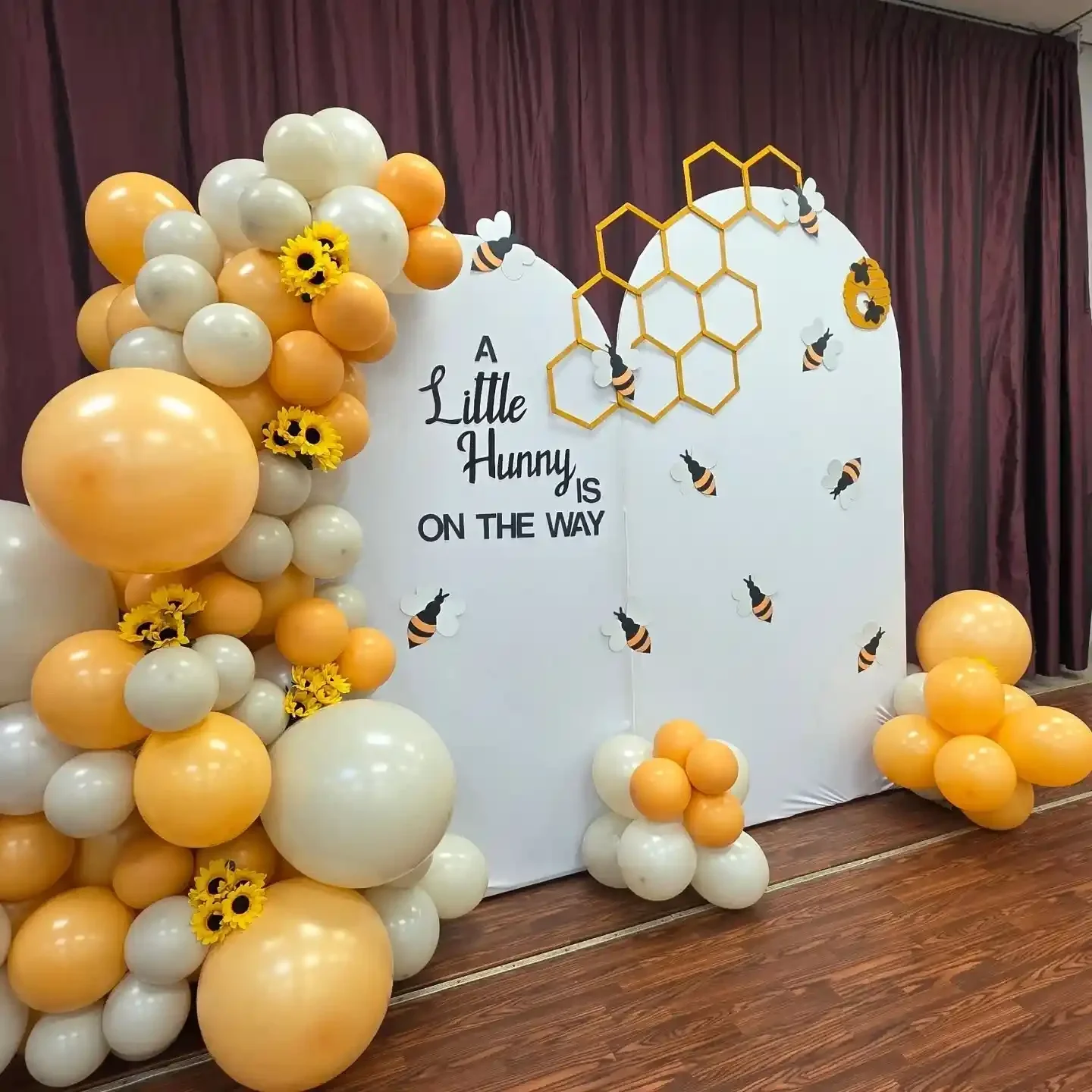 Golden Baby Shower Decoration at Home Setup