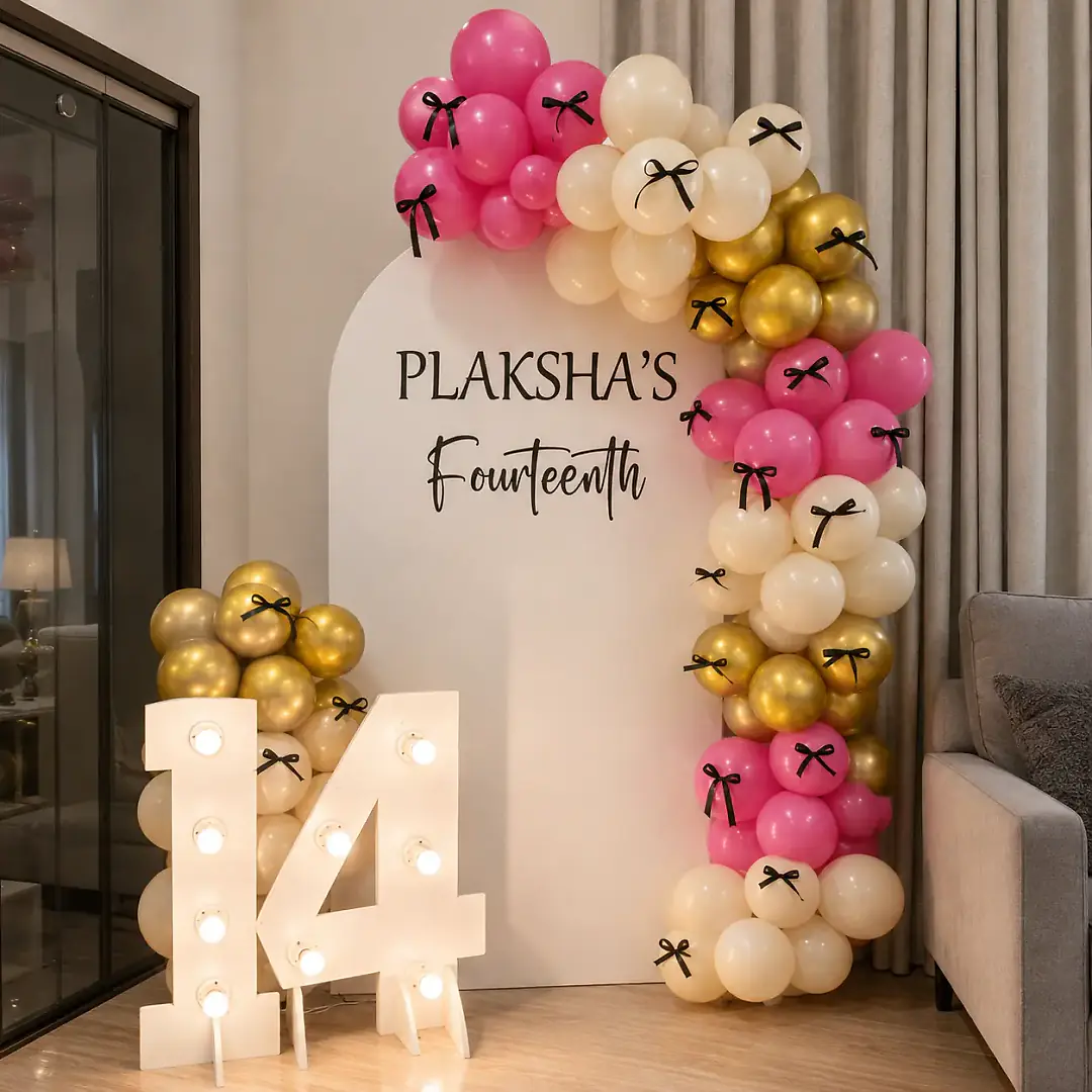 Birthday Backdrop Decor in Bow Theme Set