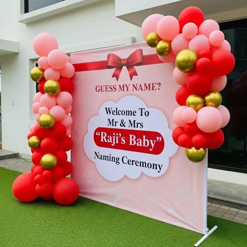 Customized Naming Ceremony Backdrop Setup