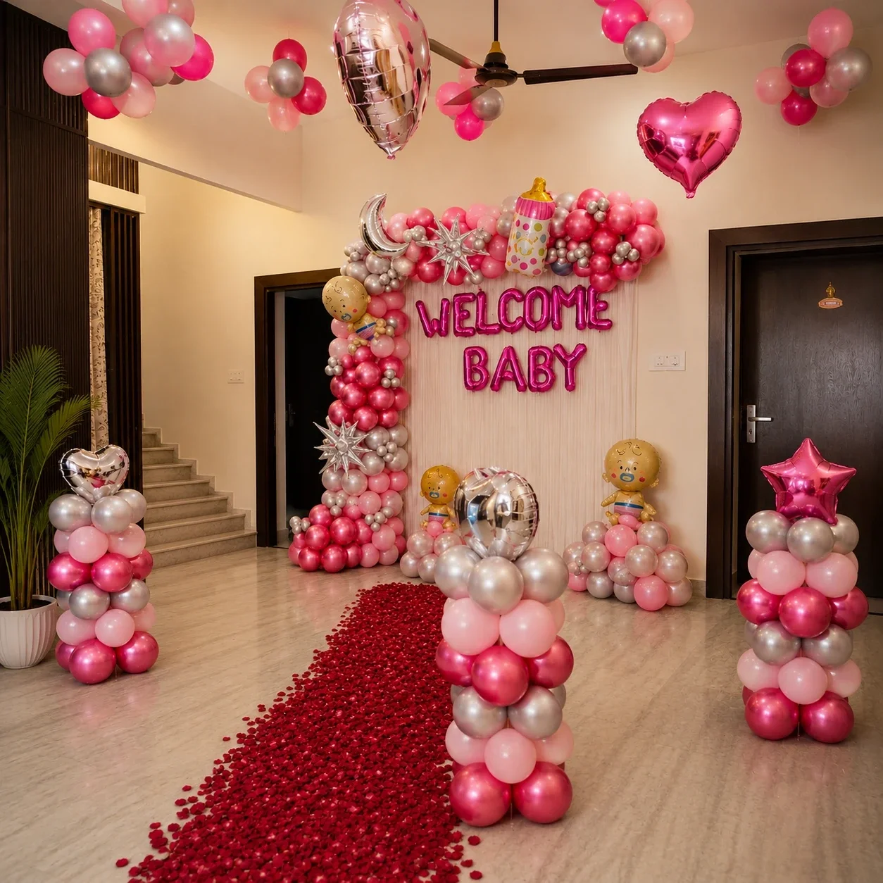 luxurypinkwelcomebabydecorationwithballoonarch1785757536538988218