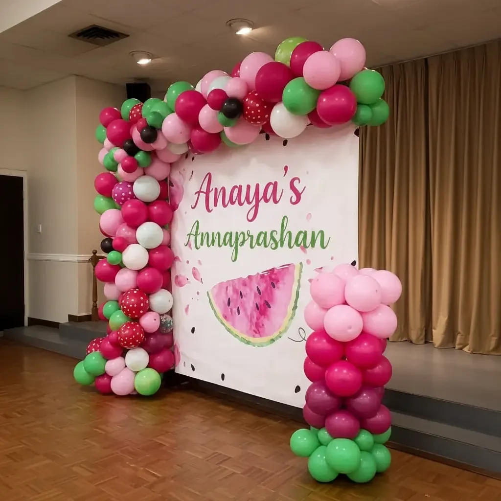 Watermelon Theme Annaprashan Decor Setup