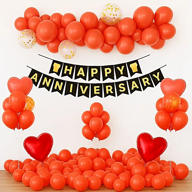 redngoldanniversaryballoonarch1