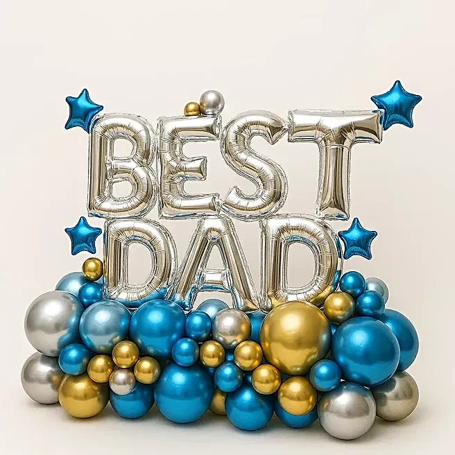 bestdadchromeballoonbouquetwithstarfoilballoons1