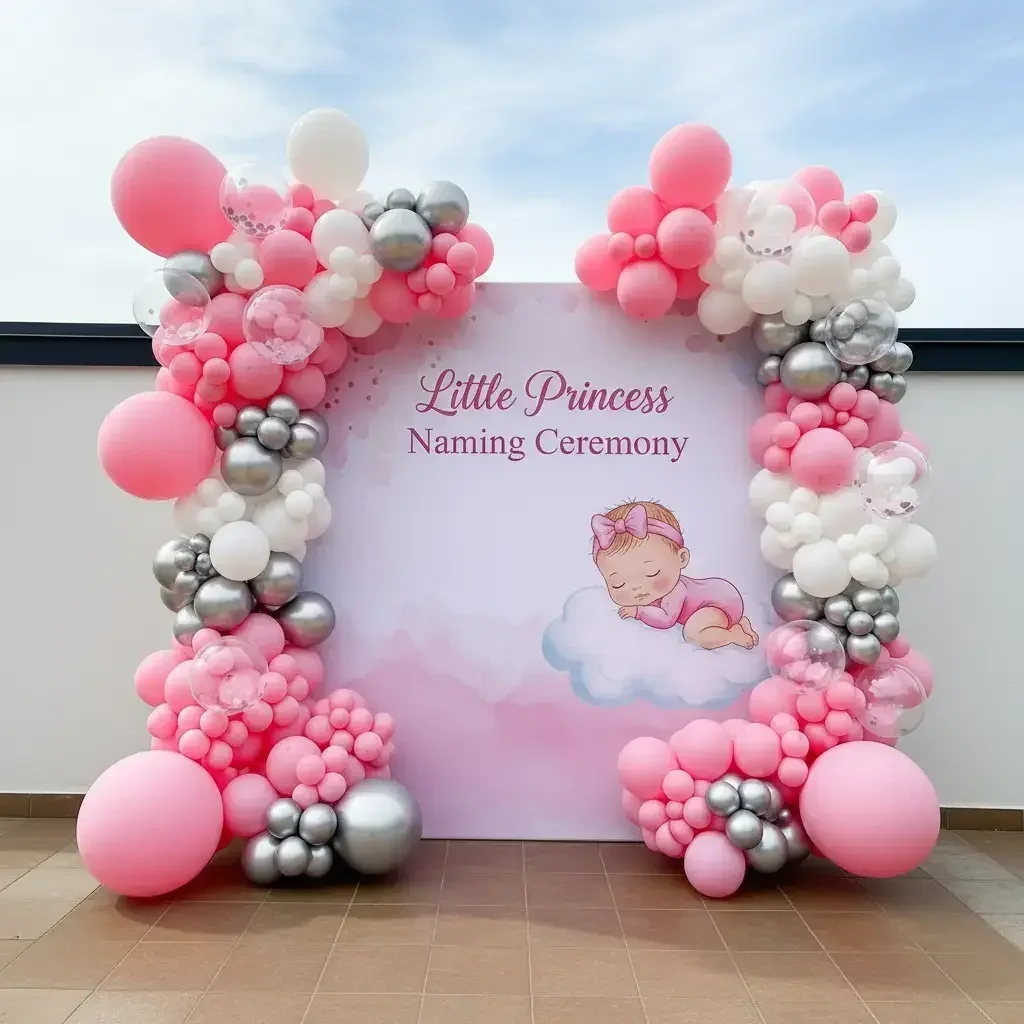 Dreamy Pink Baby Naming Decoration Setup