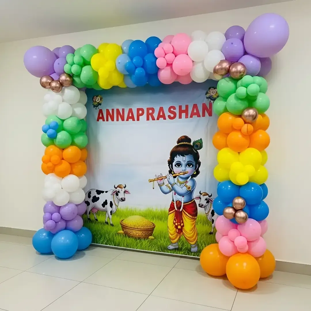 First Rice Ceremony Backdrop Decoration Setup
