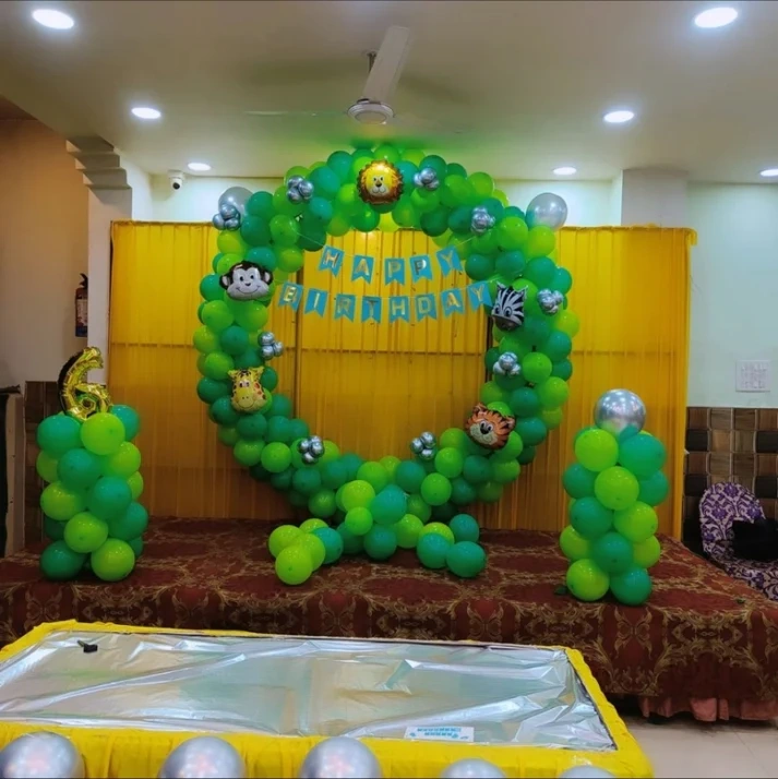 Kids Jungle Birthday Decor Setup 