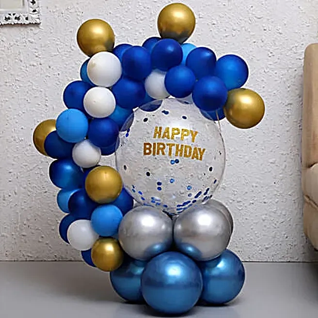 happybdayblueandgoldenballoonbouquet1