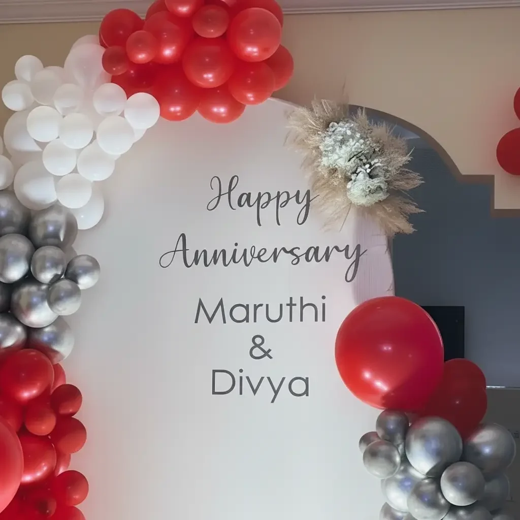 Happy Anniversary Backdrop Decoration Setup 