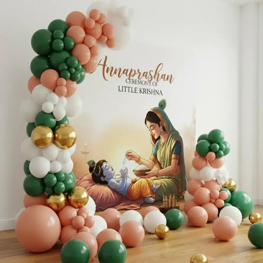 Baby Krishna Annaprashan Decoration Setup