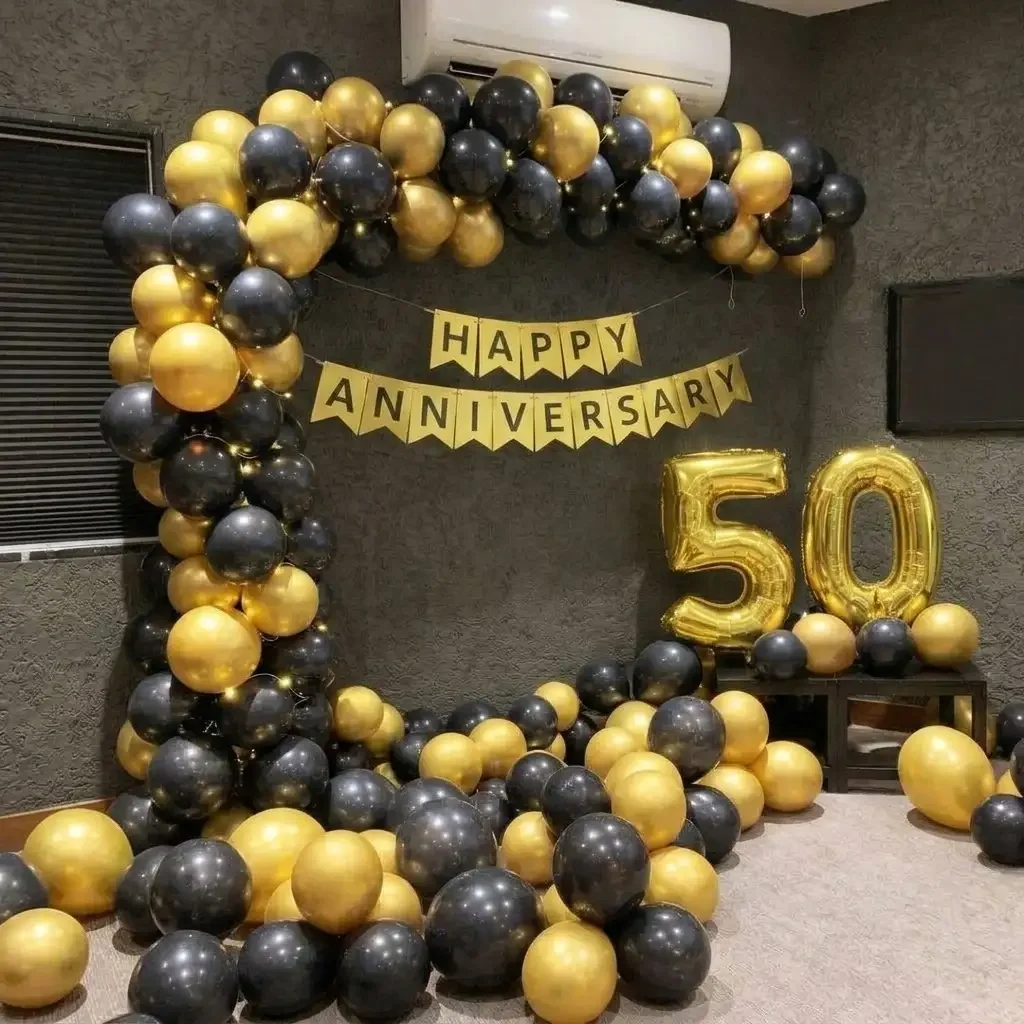 50th Anniversary Balloon Decoration Setup 