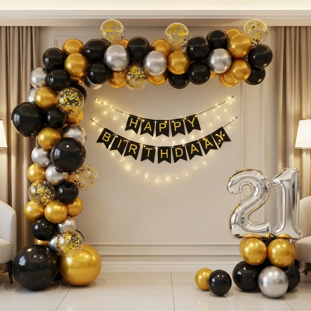 Golden & Black Birthday Decoration