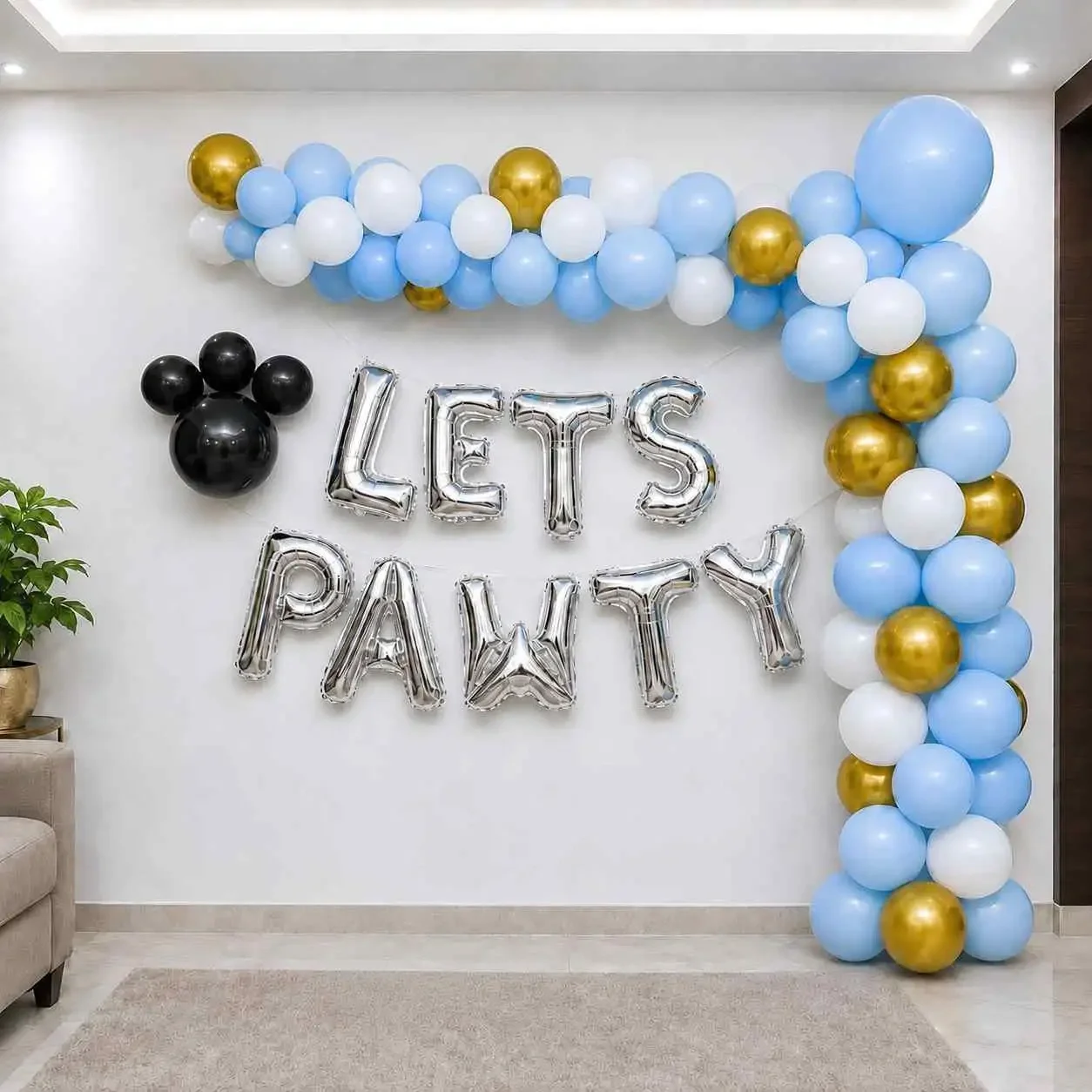 Simple Let's Pawty Pet Birthday Decoration Setup