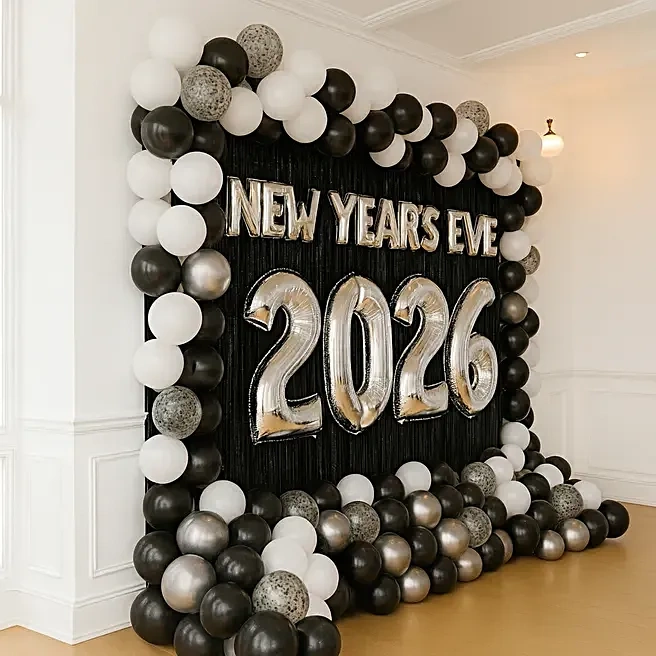 Monochrome Midnight New Year Eve Balloon Decor Set 
