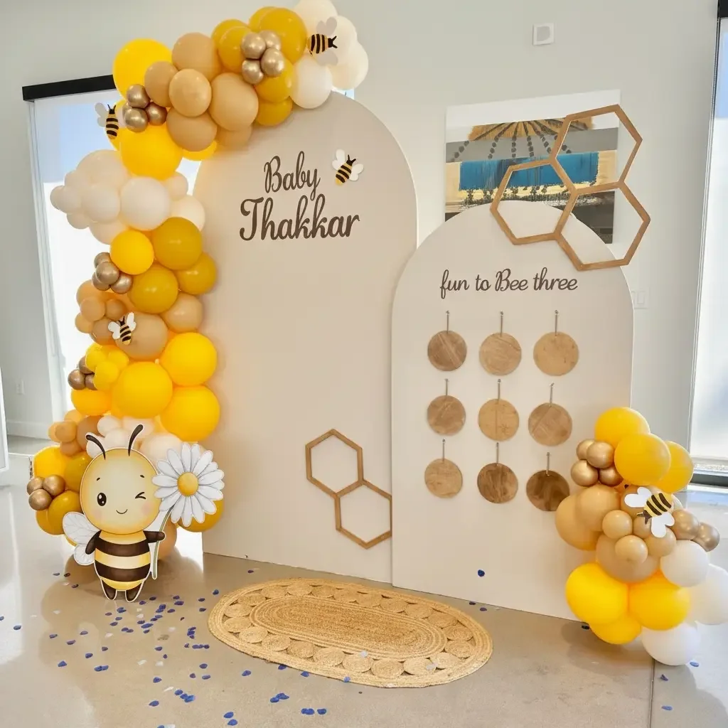 Premium Bee Theme Balloon Decoration Setup