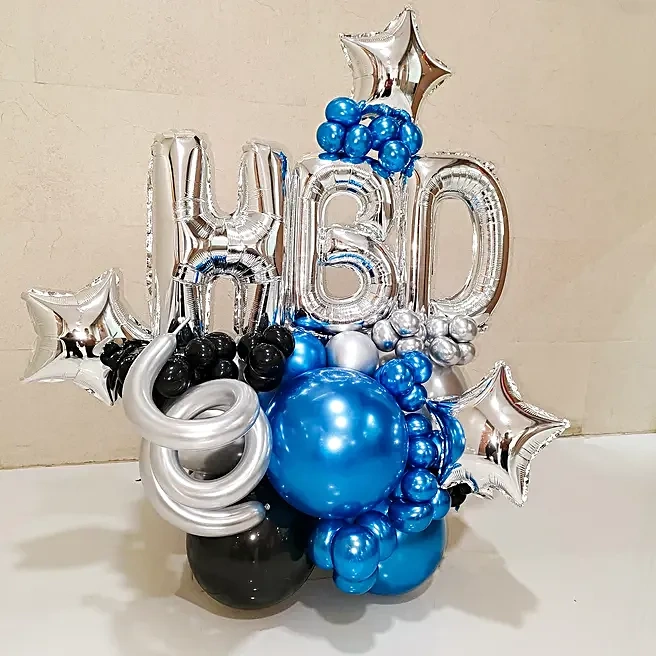 blueblackbirthdayballoonbouquet1