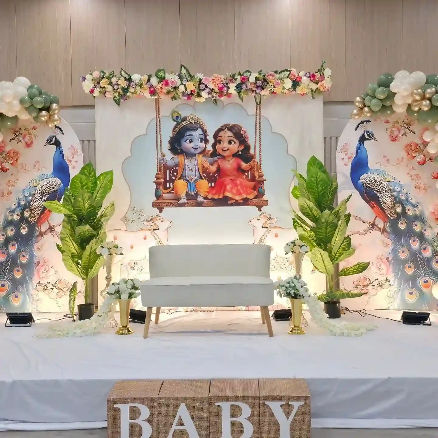 Traditional Baby Shower Stage Decoration Setup