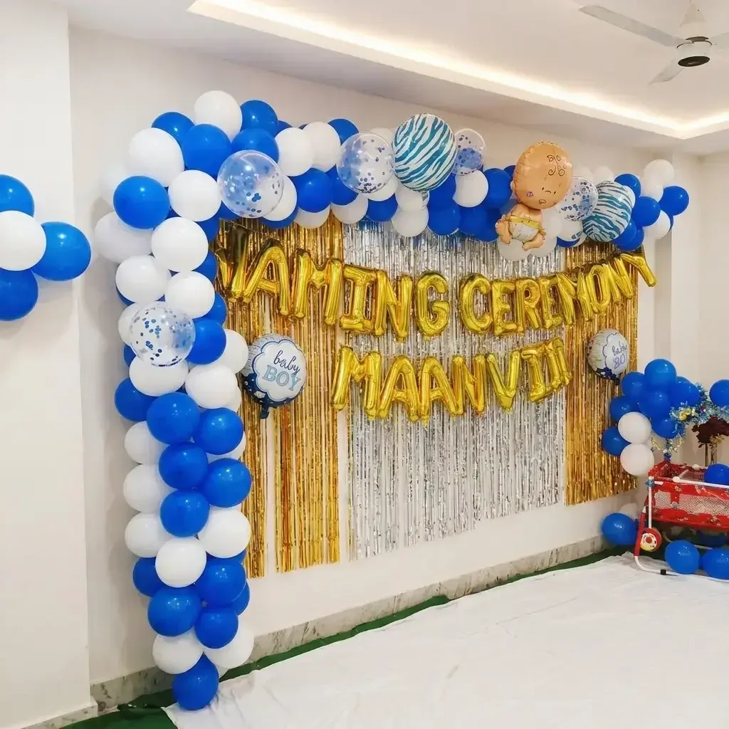 Baby Naming Balloon Decoration Setup 