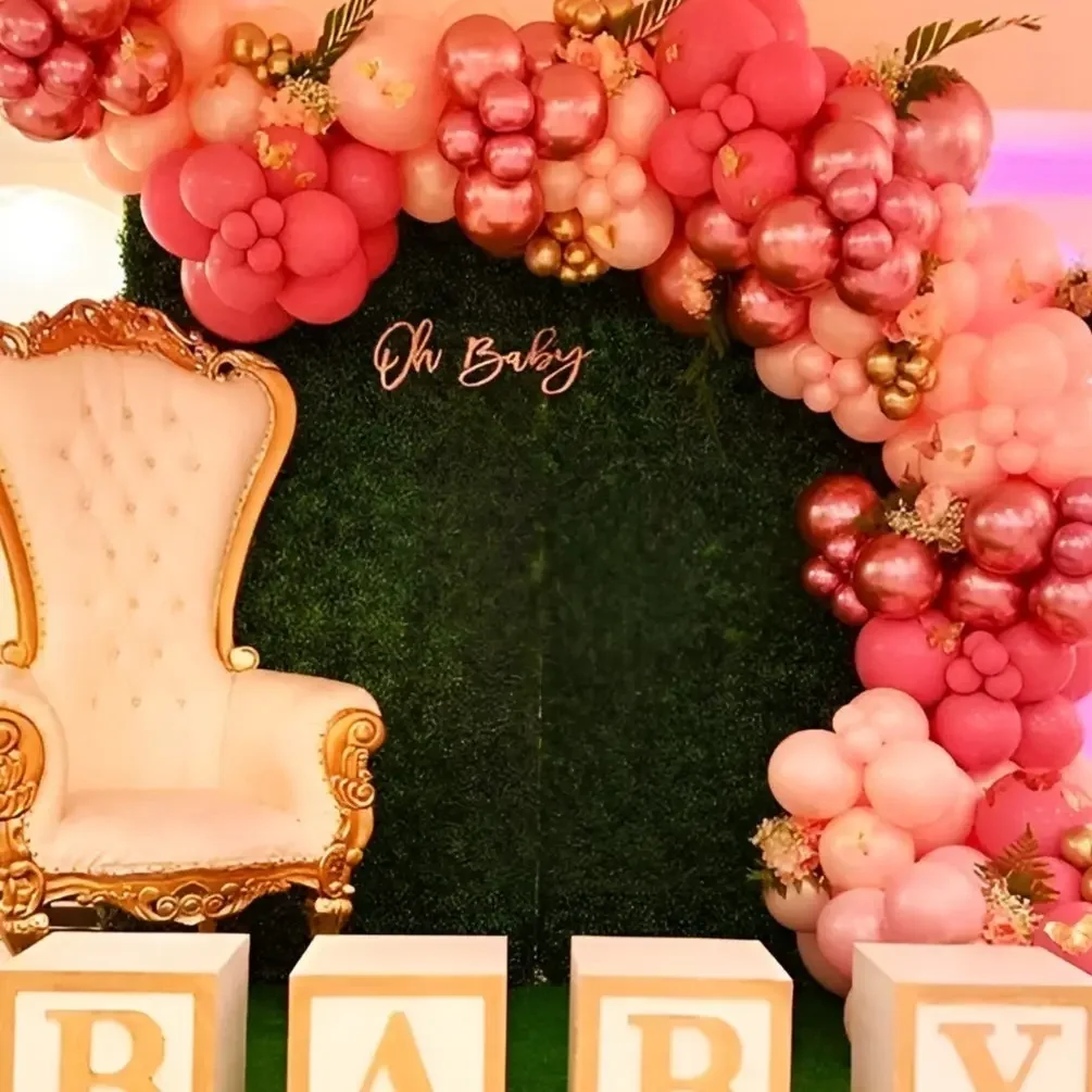 Pink Balloon Backdrop For Baby Shower Decor
