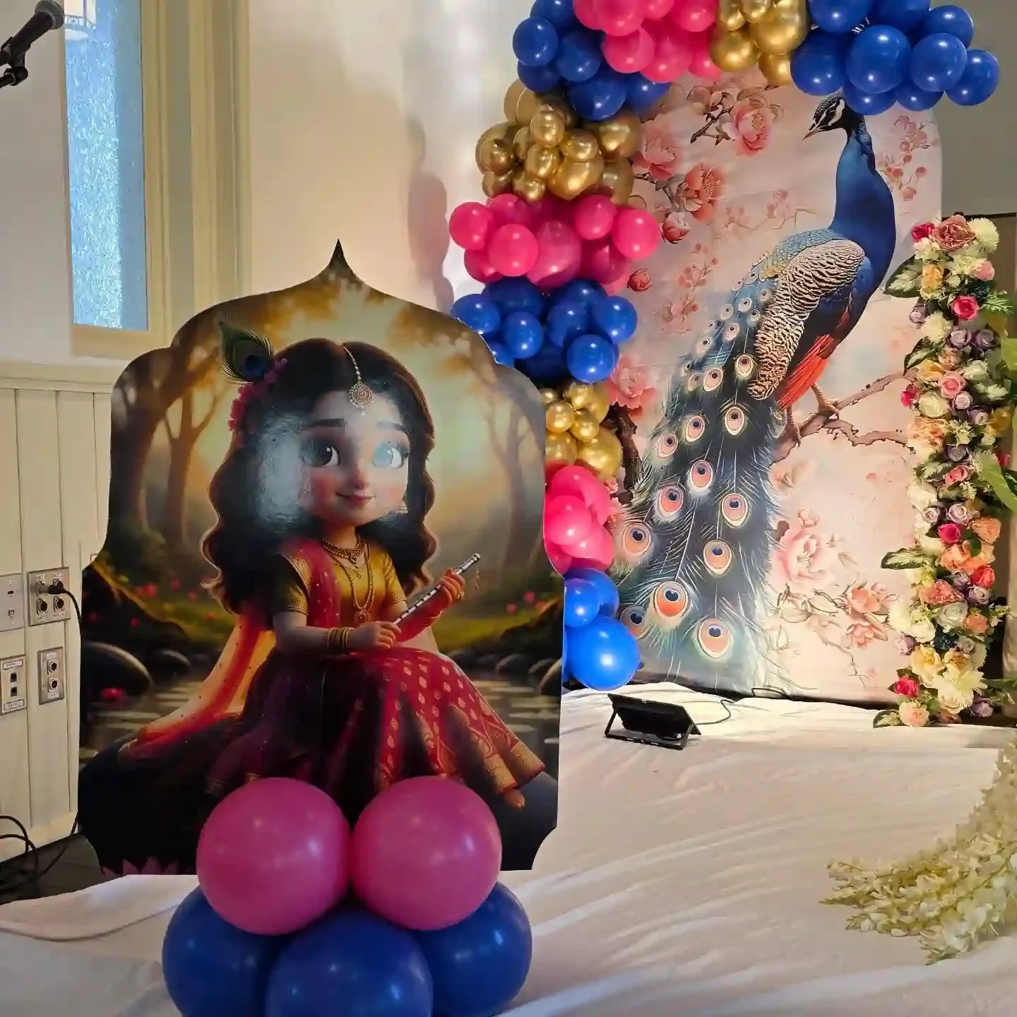 Radha Krishna Theme Baby Shower Decor Setup
