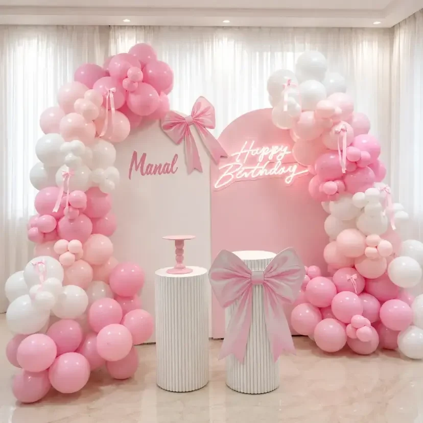 Pink Personalized Birthday Decor Setup
