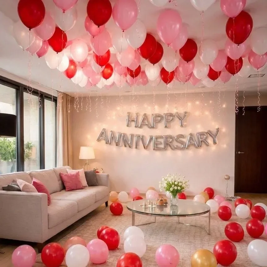 Romantic Anniversary Balloon Decoration Setup