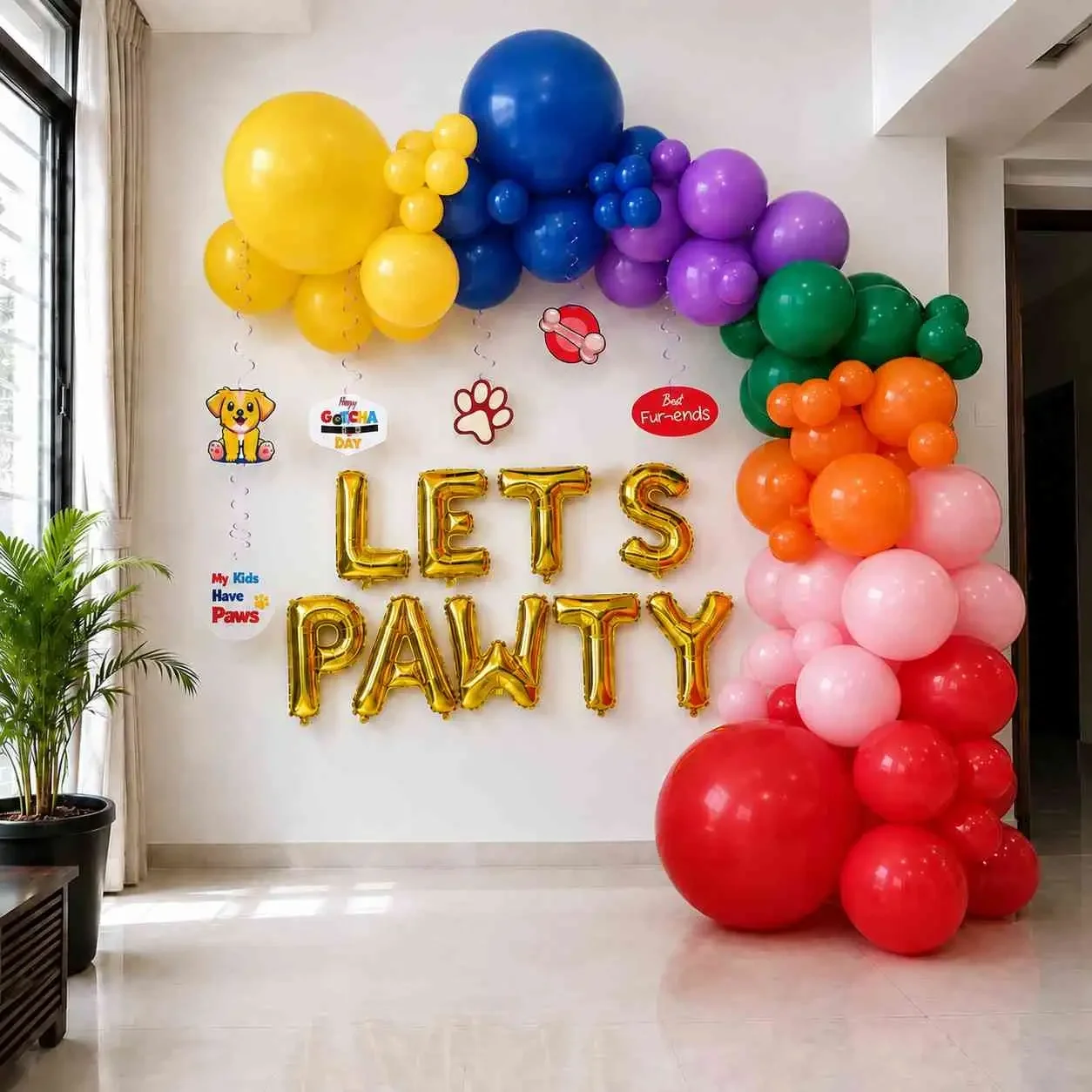 Let’s Pawty Pet Birthday Balloon Decoration Setup