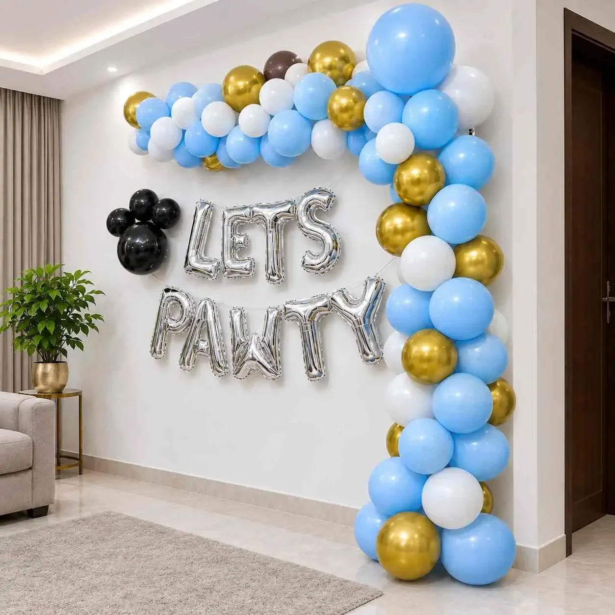 Simple Let's Pawty Pet Birthday Decoration Setup