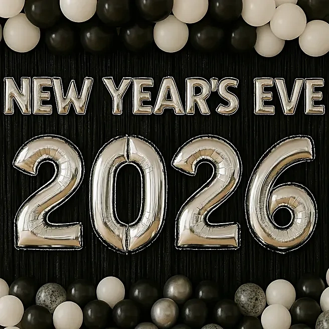 Monochrome Midnight New Year Eve Balloon Decor Set 
