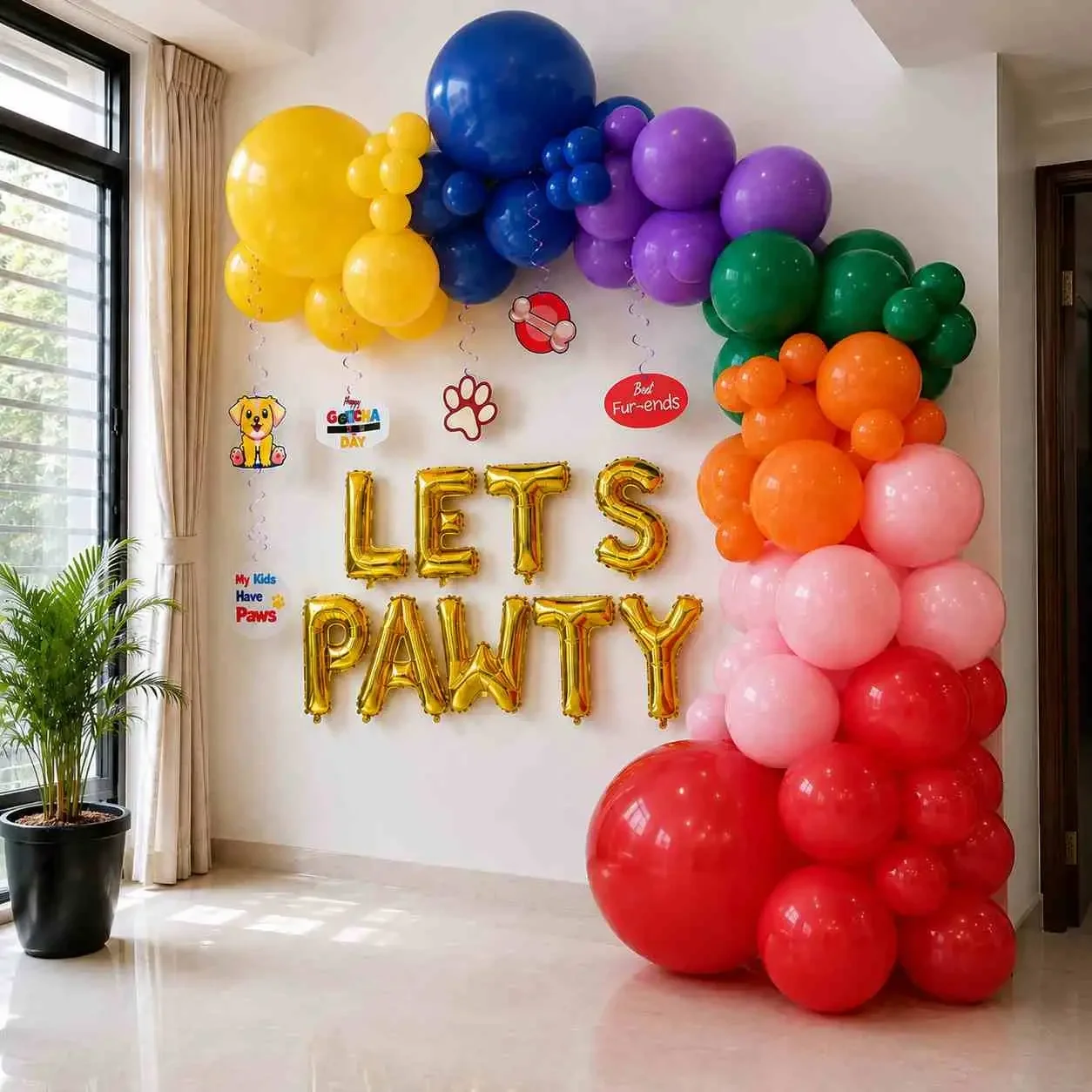 Let’s Pawty Pet Birthday Balloon Decoration Setup