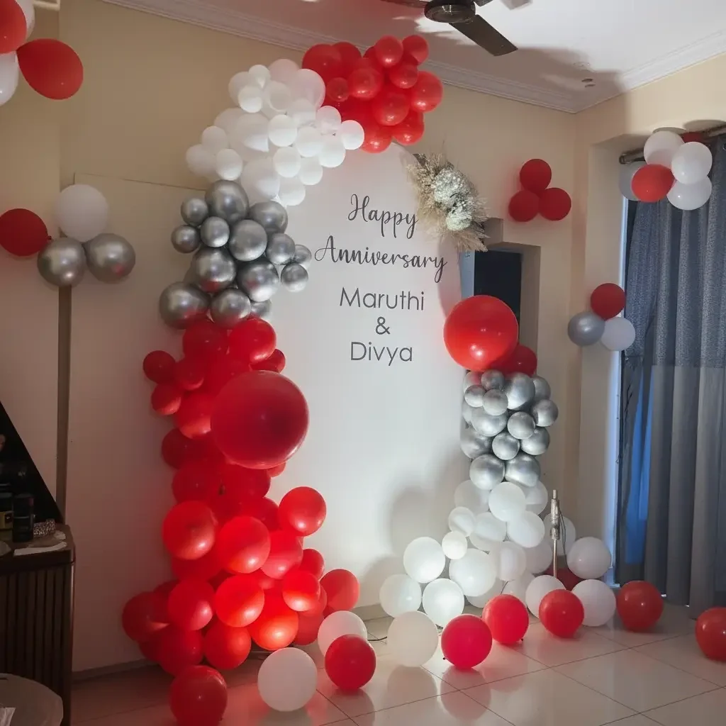 Happy Anniversary Backdrop Decoration Setup 