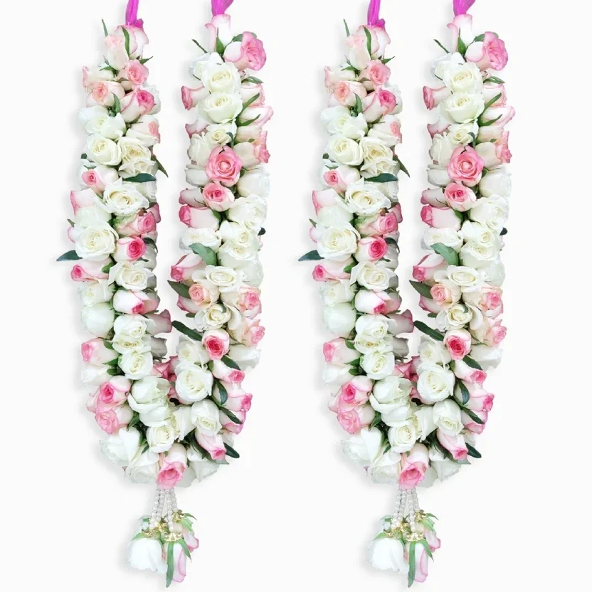 White Rose Aqua Pink Rose Wedding Garland Varmala