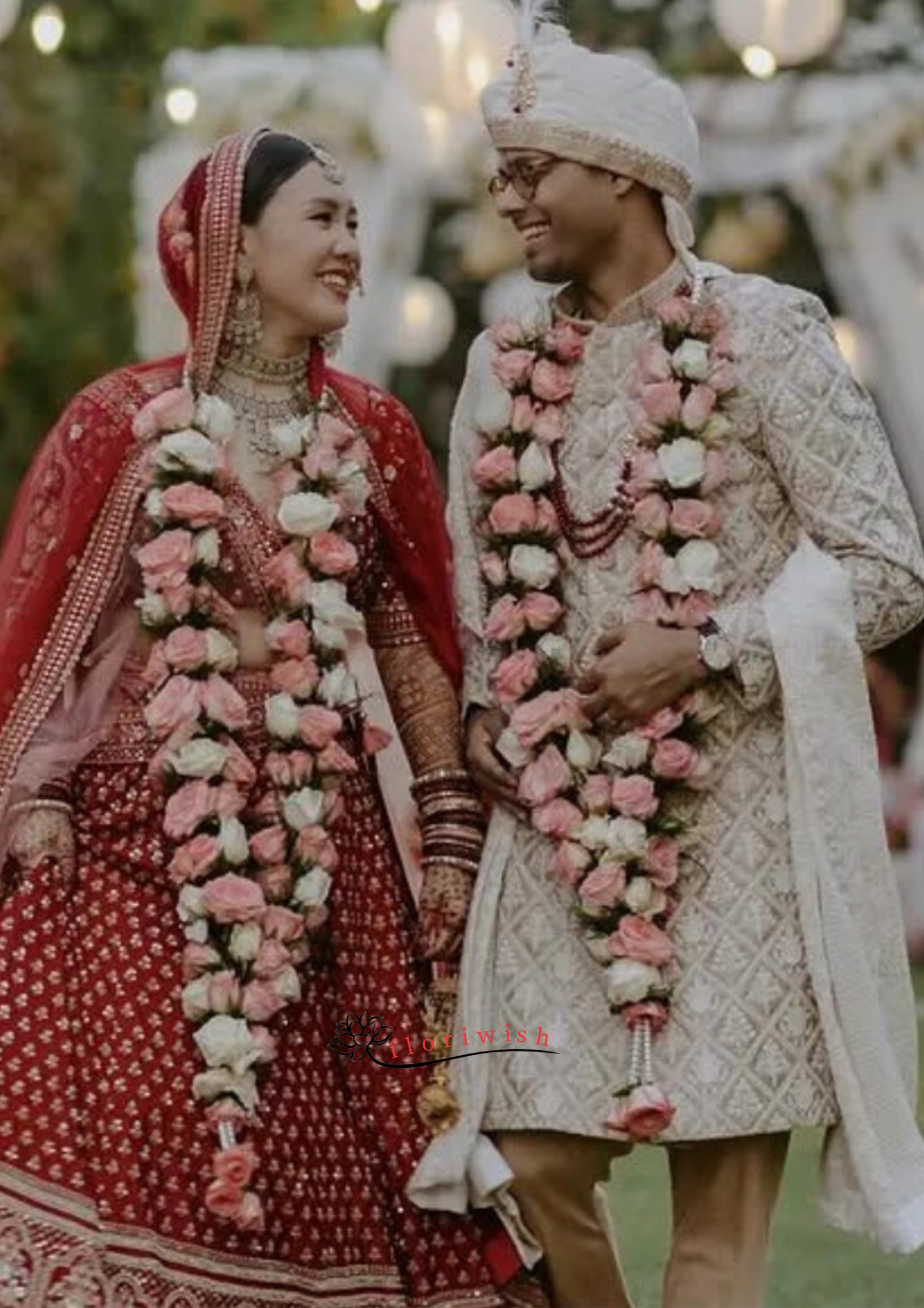 Buy Pink & White Rose Varmala