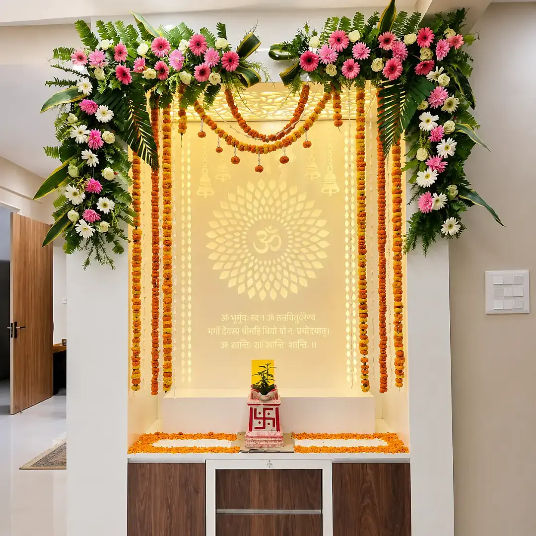 Griha Pravesh Flower Decoration Setup